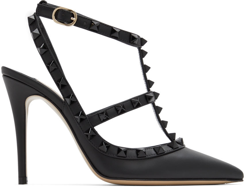 rockstud black heels