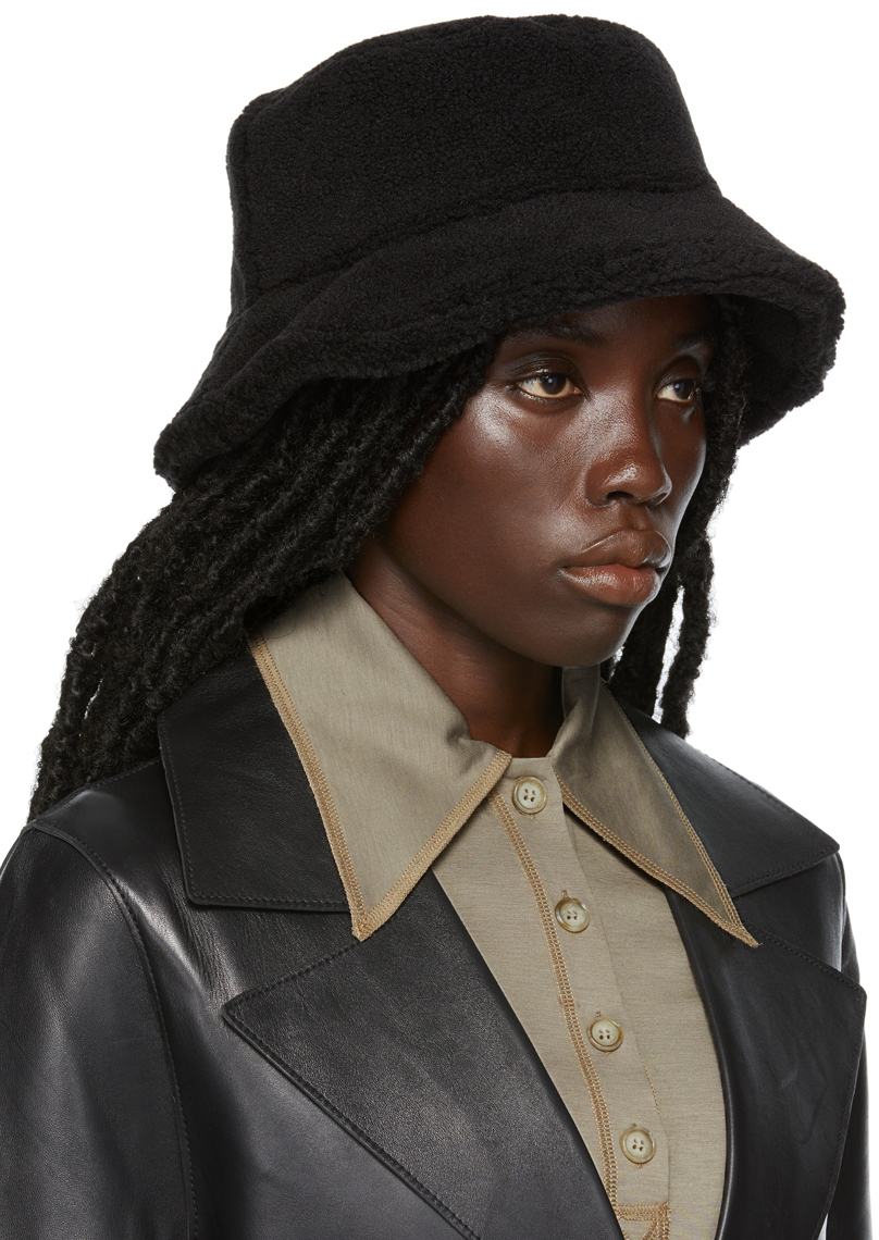 Stand Studio Black Faux-Shearling Wera Bucket Hat Stand Studio
