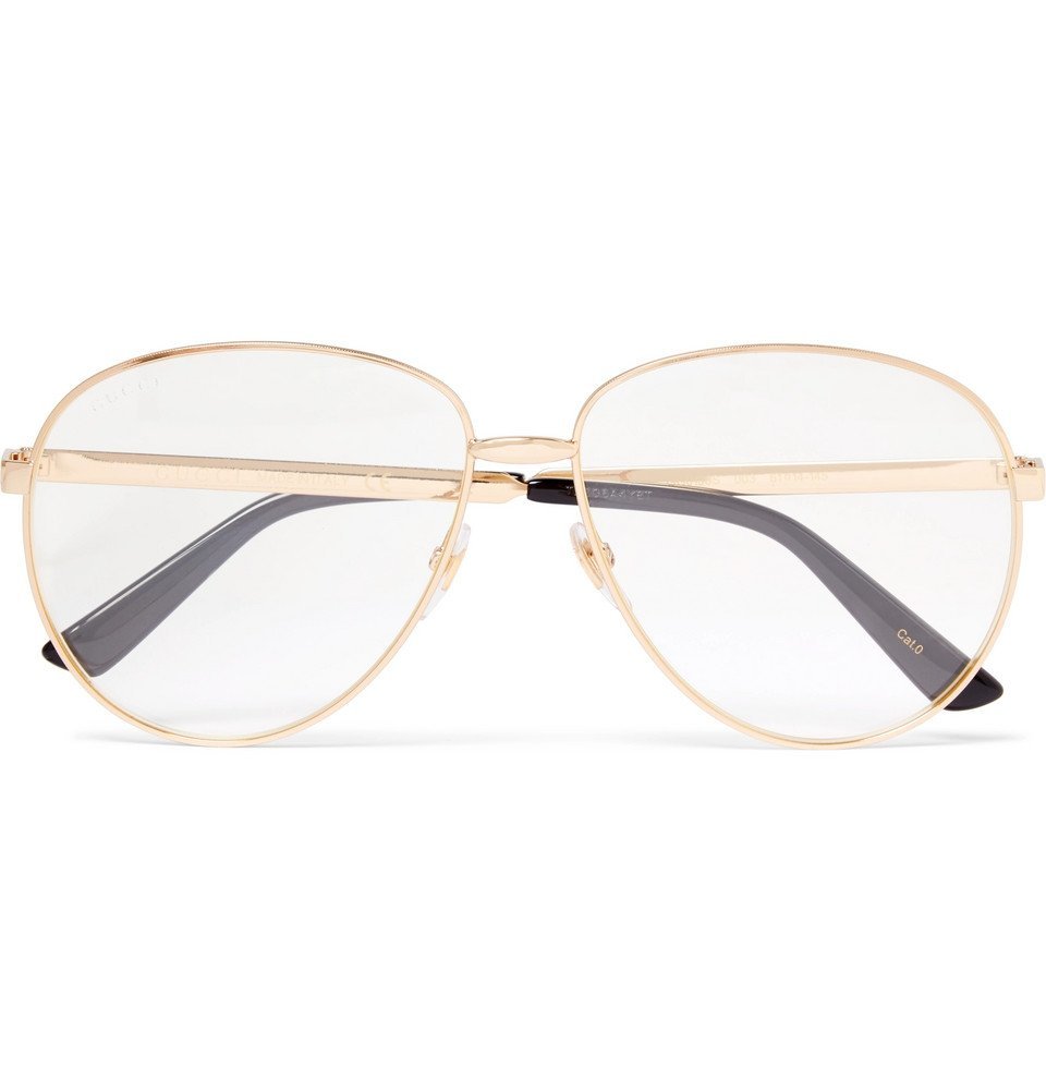 Gucci - Aviator-Style Gold-Tone and Enamel Optical Glasses - Men - Clear  Gucci