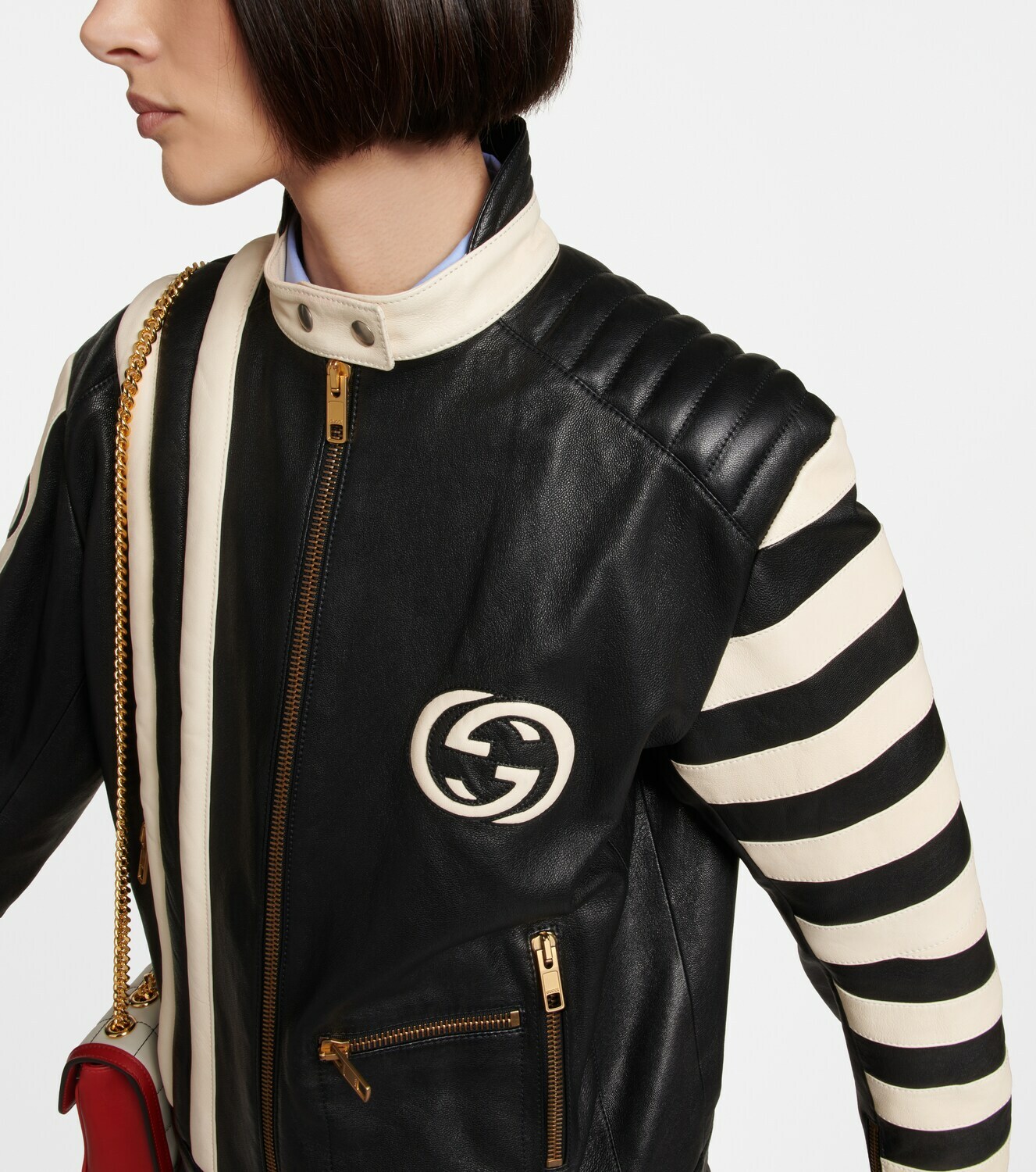 Gucci - Interlocking G leather biker jacket Gucci