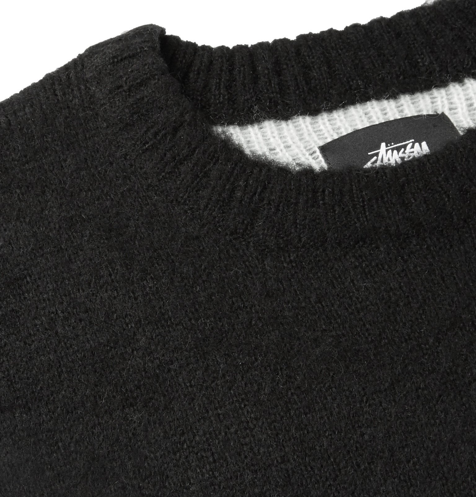 Stüssy - Brushed Intarsia-Knit Sweater - Black Stussy