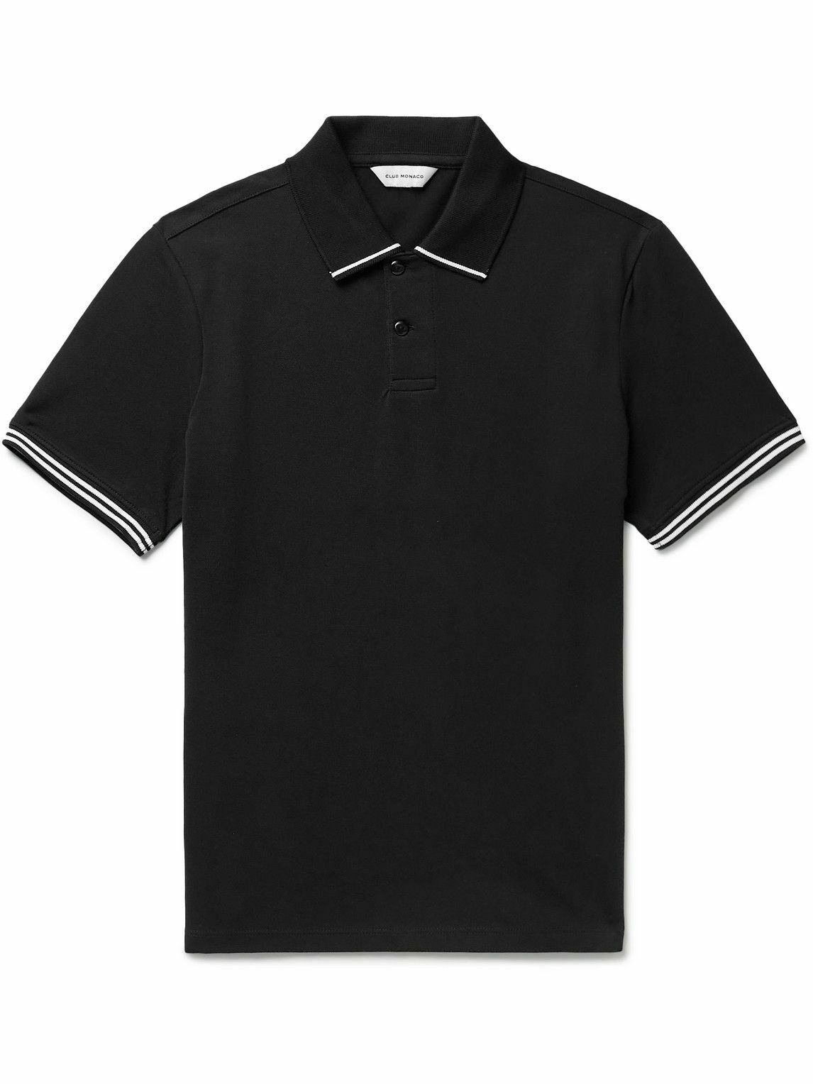 Photo: Club Monaco - Stretch-Cotton Piqué Polo Shirt - Black