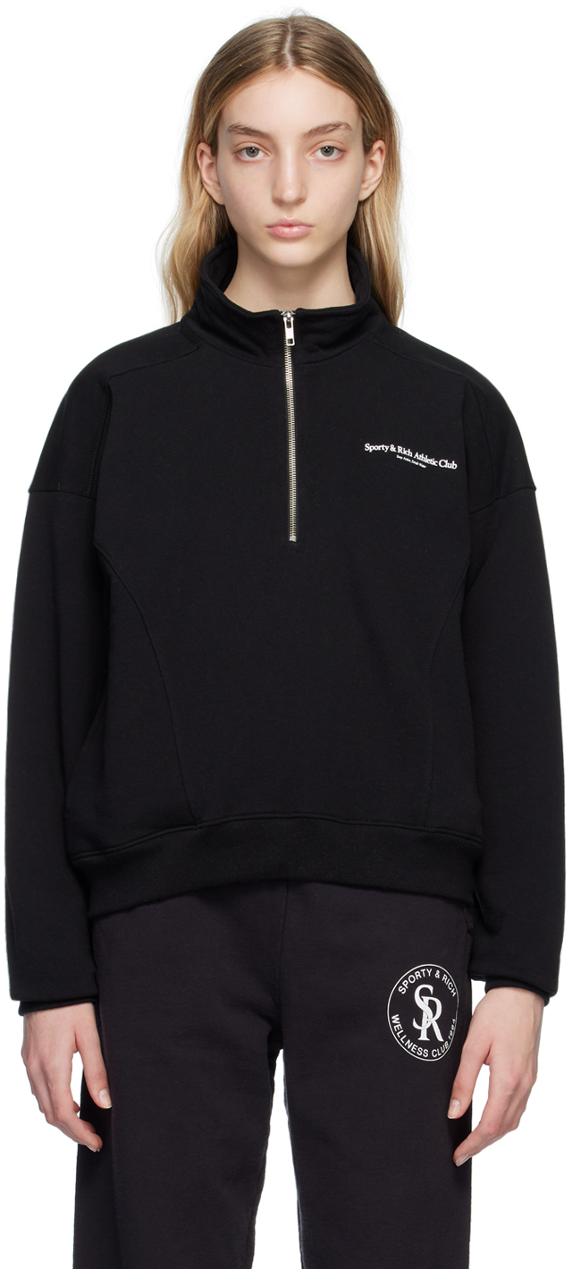Sporty & Rich Black ZipUp Sweater Sporty & Rich