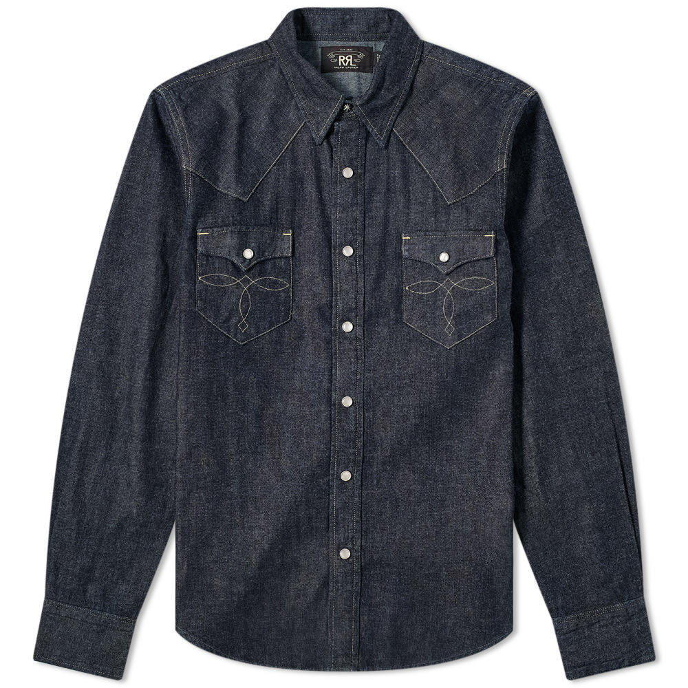 RRL Men's Buffalo Western Shirt in Rinse Wash RRL