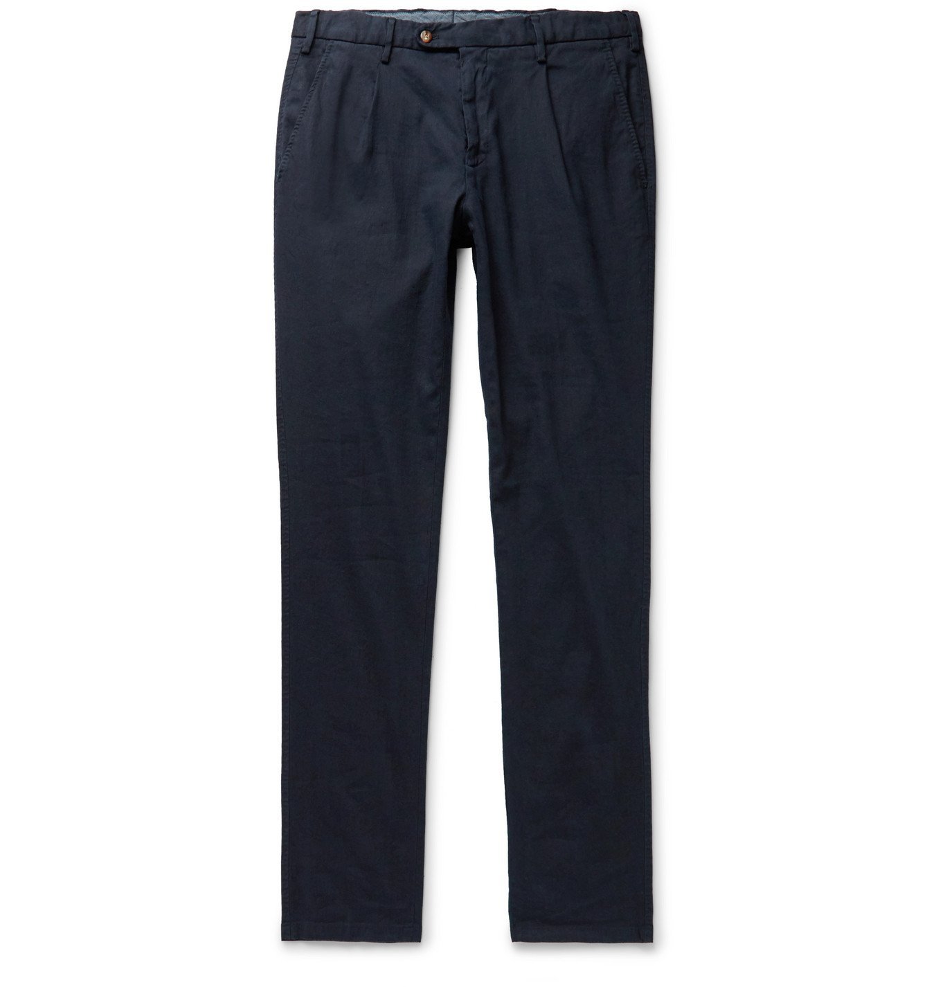 THOM SWEENEY - Tapered Pleated Linen-Blend Trousers - Blue Thom Sweeney