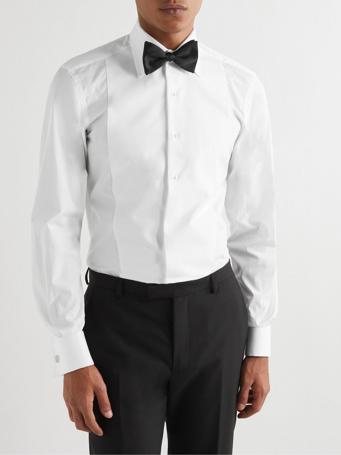 TOM FORD - Double-Cuff Cotton-Piqué Tuxedo Shirt - White TOM FORD