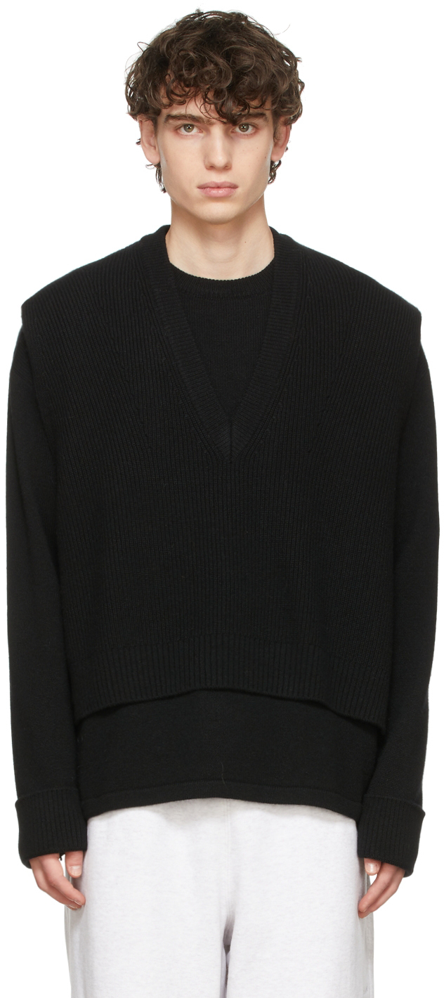 Wooyoungmi Black Double Layer Knit Sweater Wooyoungmi