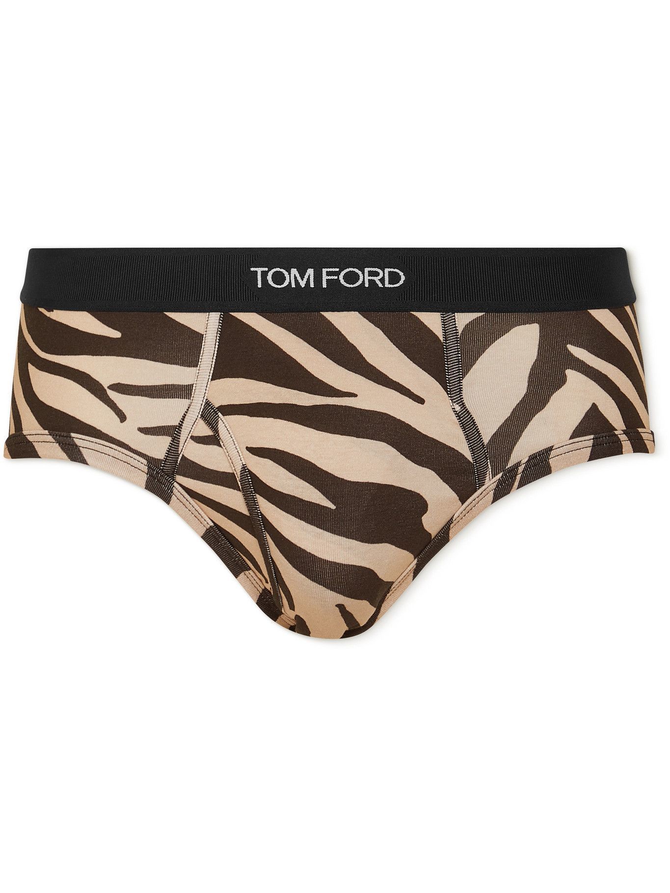 TOM FORD - Zebra-Print Stretch-Cotton Briefs - Black TOM FORD