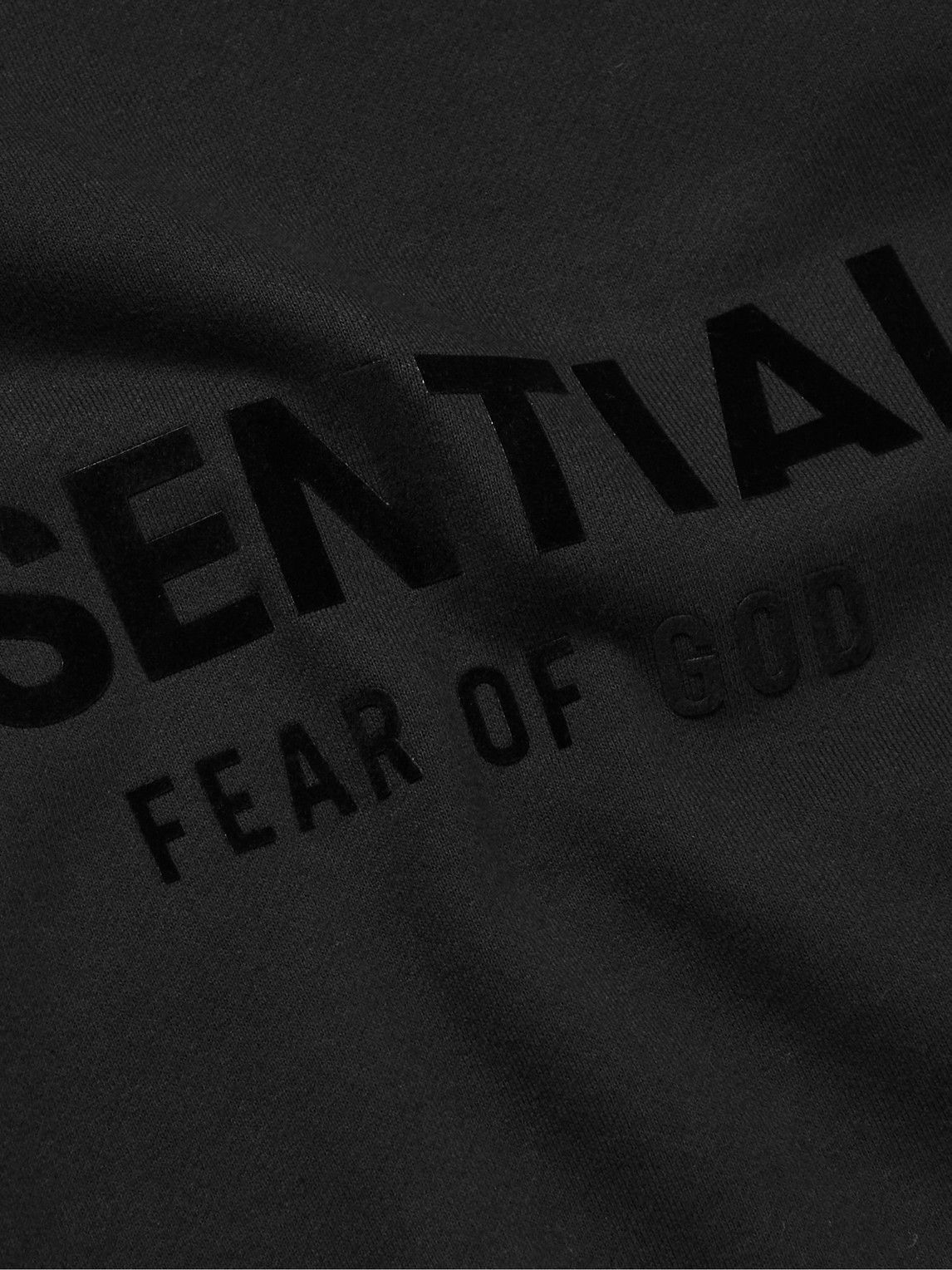 FEAR OF GOD ESSENTIALS - Logo-Flocked Cotton-Blend Jersey Hoodie ...