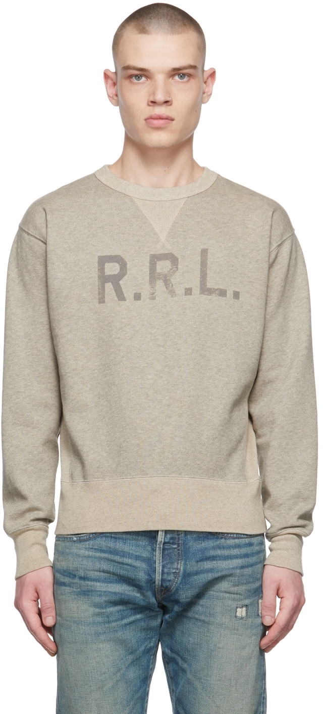 RRL Taupe Fleece Crewneck Sweatshirt RRL
