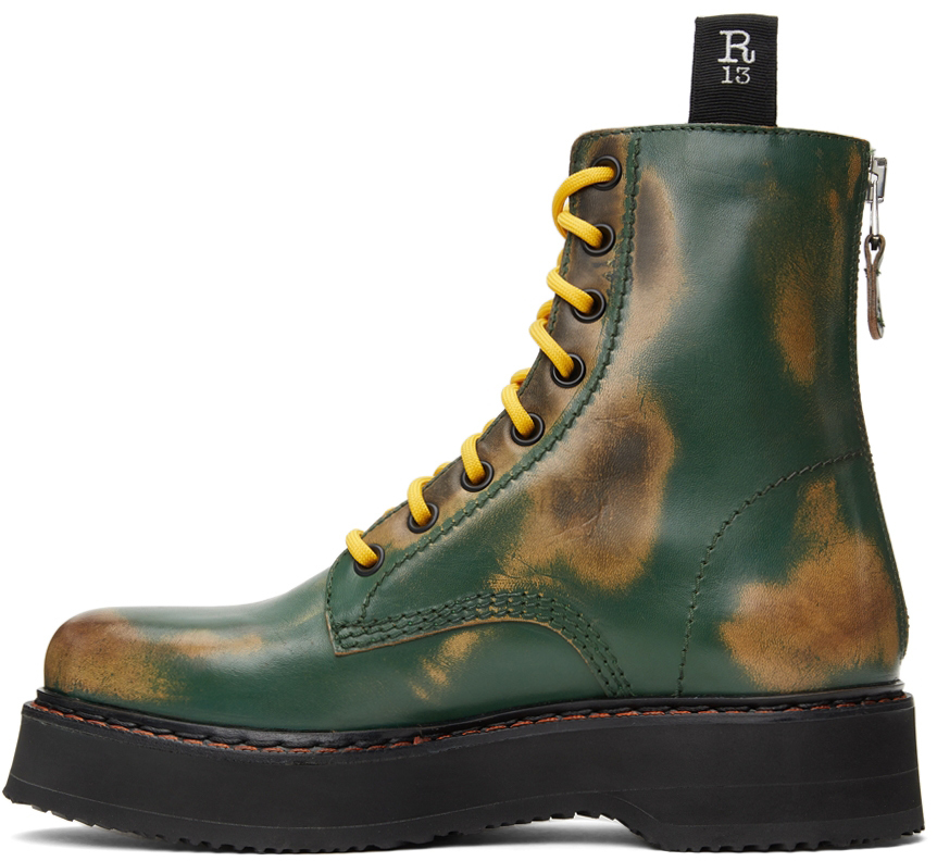 R13 Green \u0026 Tan Single Stack Boots R13