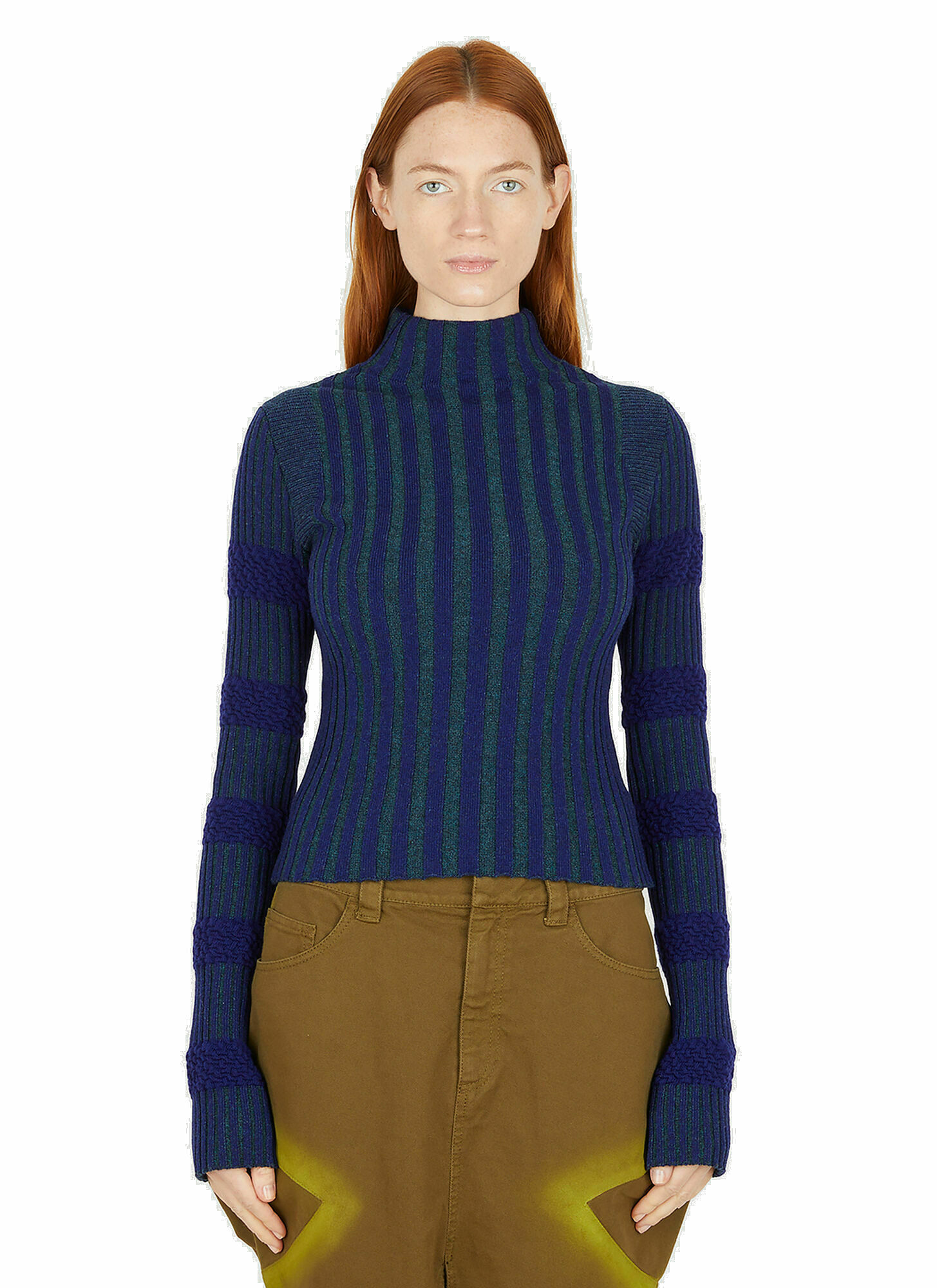 Ribbed Knit Sweater in Blue Paula Canovas Del Vas
