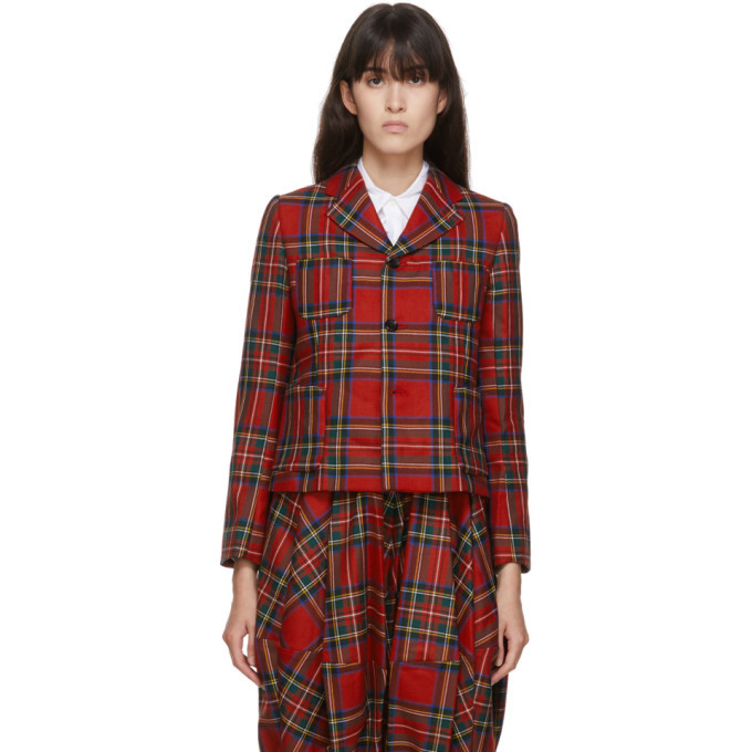 Comme des Garcons Girl Red Wool Tartan Blazer Comme des Garcons Girl