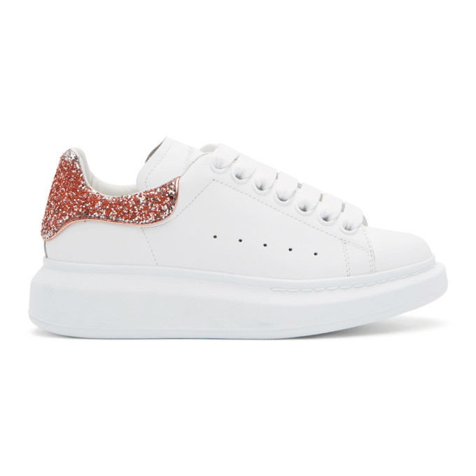 Alexander McQueen SSENSE Exclusive White and Rose Gold Glitter ...