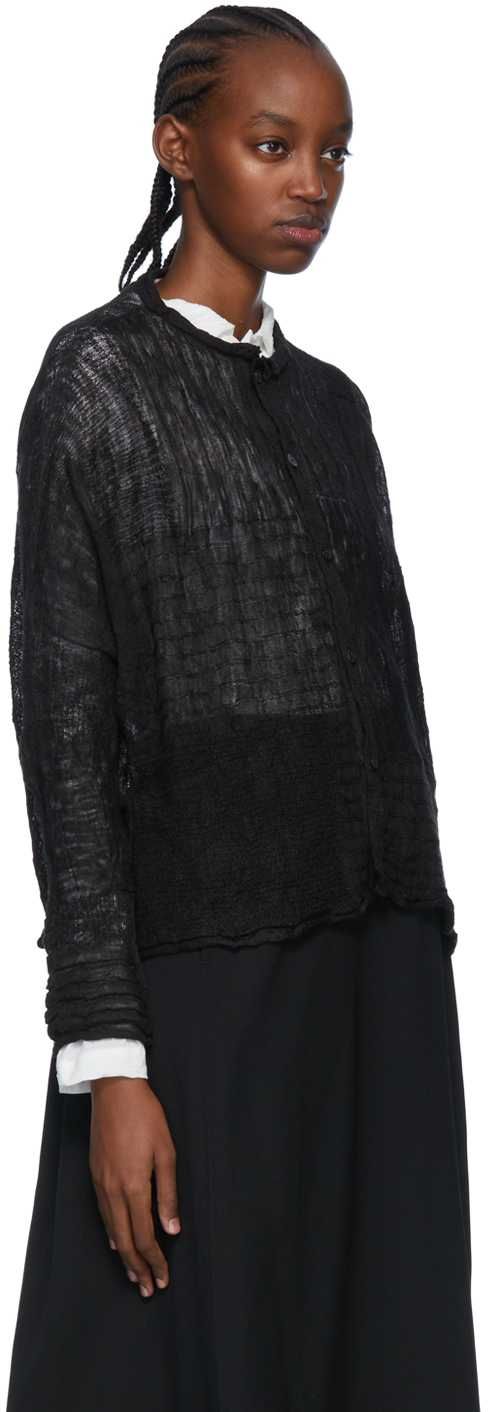 Y's Black Linen Cardigan