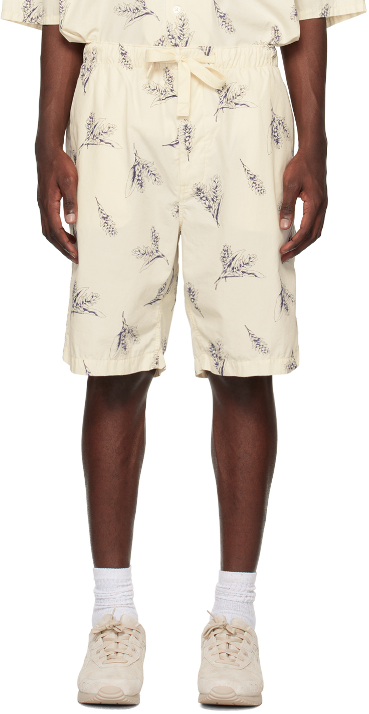 Nanamica Beige & Navy Palaka Check Easy Cargo Shorts Nanamica