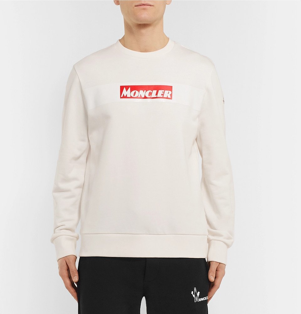 Moncler - Logo-Print Cotton-Jersey Sweatshirt - Off-white Moncler