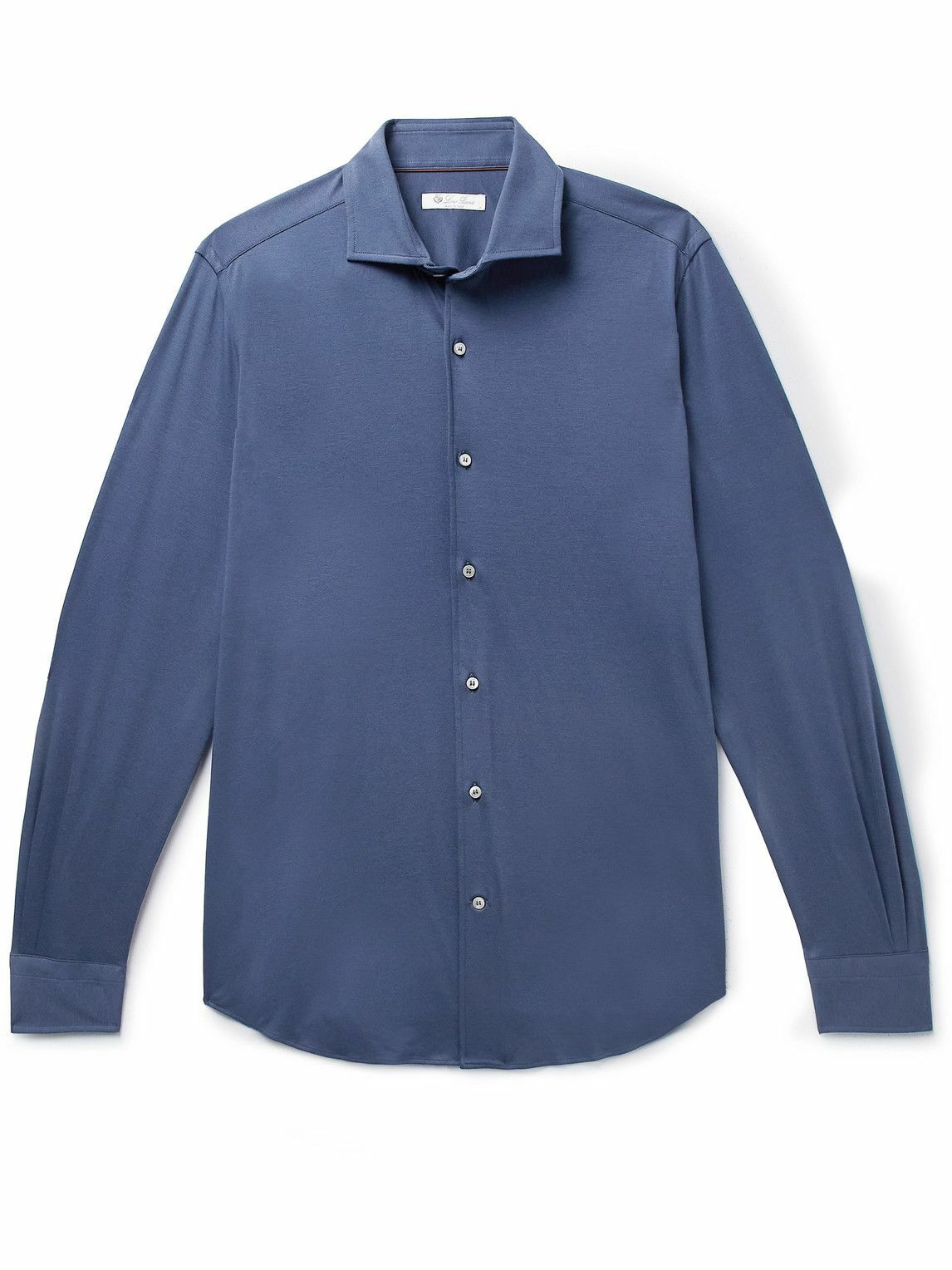 Loro Piana - Andrew Cutaway-Collar Slim-Fit Cotton-Jersey Shirt - Blue ...