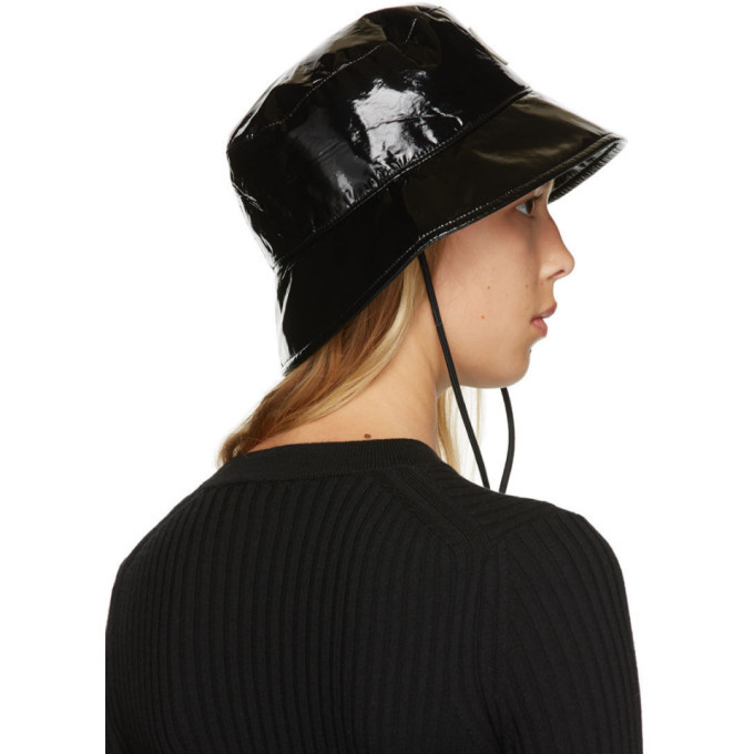 Moncler Black Shiny Logo Bucket Hat Moncler