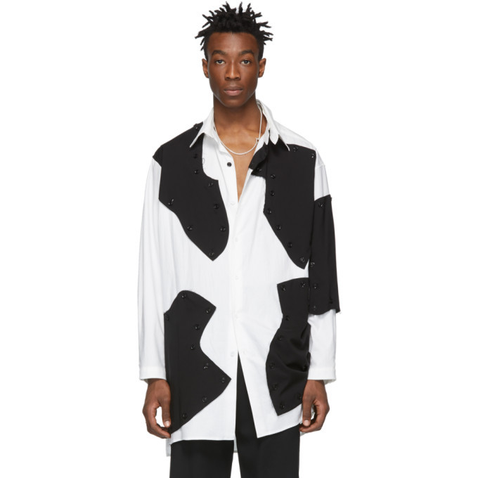 Yohji Yamamoto White and Black Detachable Button Shirt Yohji Yamamoto