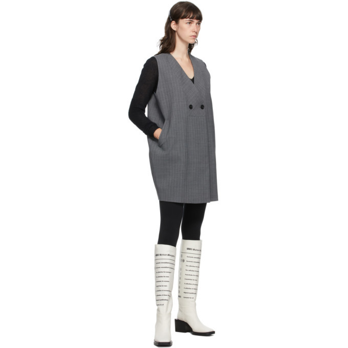 MM6 Maison Margiela Grey Pinstripe Vest Dress MM6 Maison Margiela