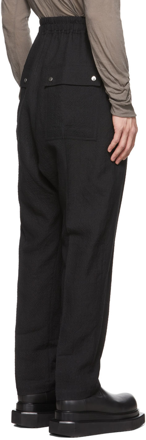 Rick Owens Black Linen & Wool Trousers