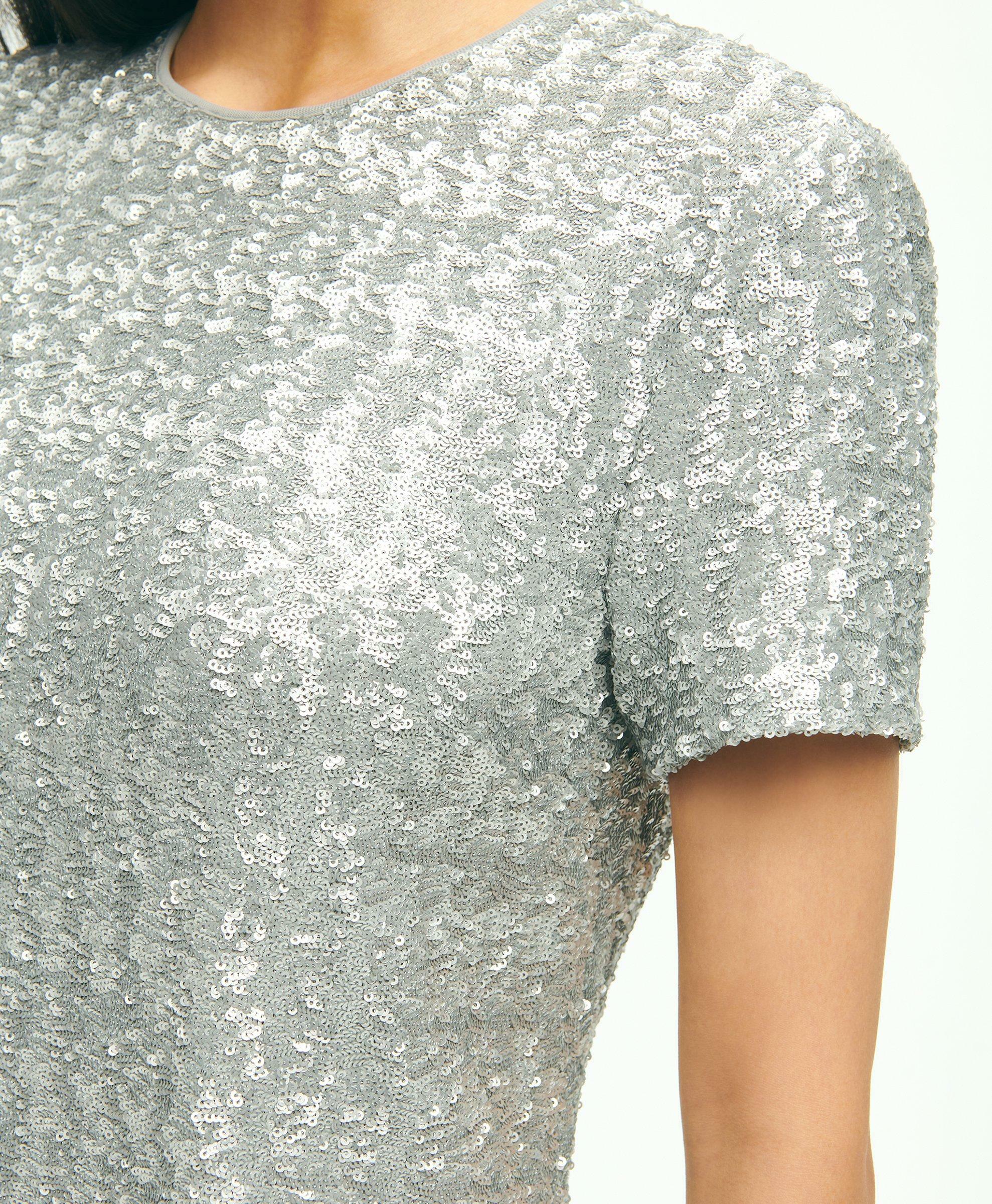 Brooks Brothers Women's Knit Sequin Top | Silver