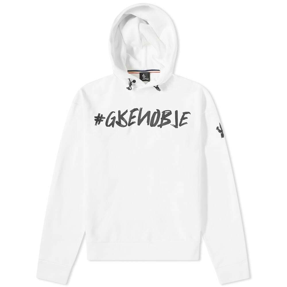 Moncler Grenoble Men's Logo Popover Hoody in White Moncler Grenoble