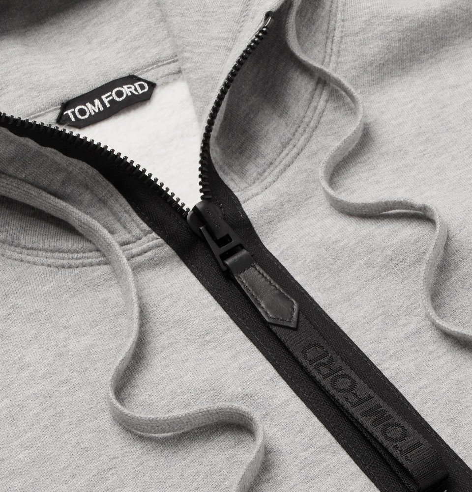 TOM FORD - Oversized Logo-Trimmed Garment-Dyed Fleece-Back Cotton-Jersey  Hoodie - Men - Gray TOM FORD