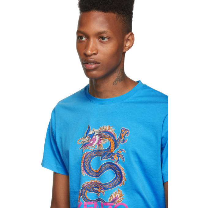 Kenzo Blue Classic Dragon T-Shirt Kenzo