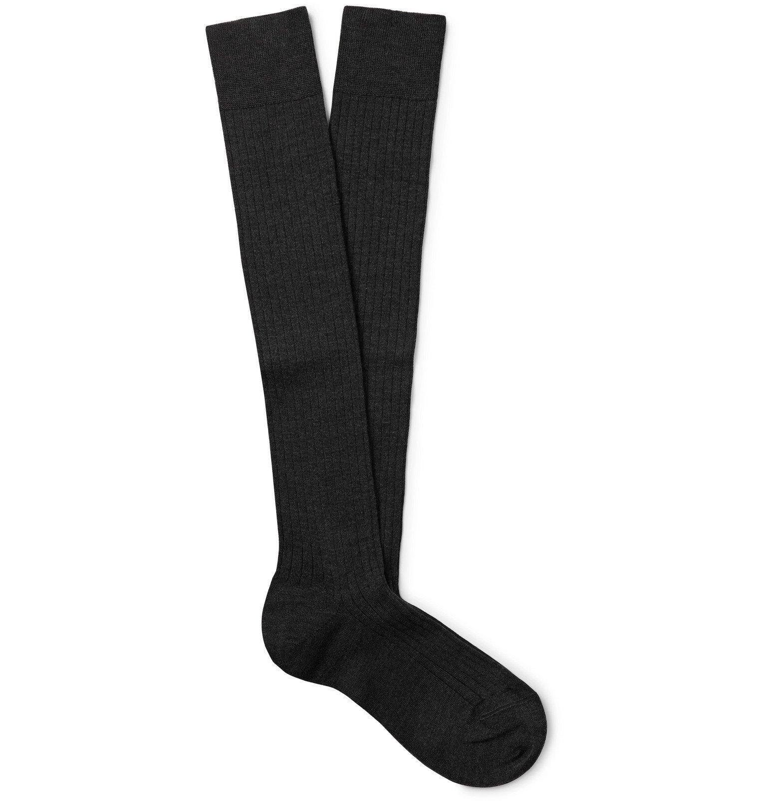 Charvet - Ribbed Cashmere, Wool and Silk-Blend Over-the-Calf Socks ...