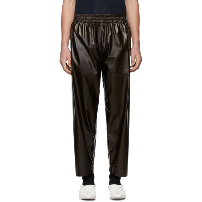 Hed Mayner Brown Faux-Leather Trousers Hed Mayner