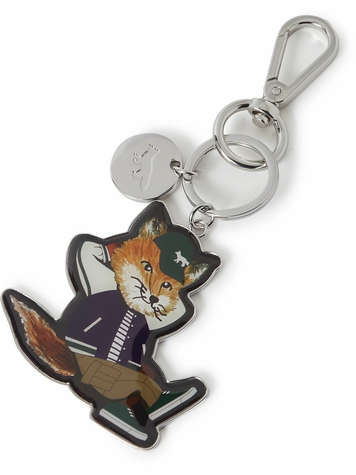 Maison Kitsun Silver Tone Enamel Key Ring Maison Kitsune