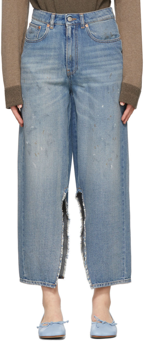 MM6 Maison Margiela Blue 5 Pocket Split Leg Jeans MM6 Maison Margiela