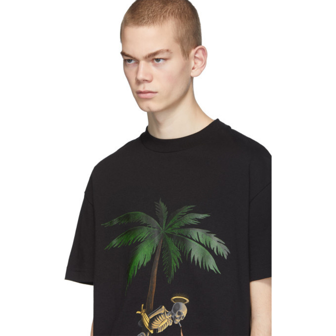 Palm Angels Black Burning Skeletons T 