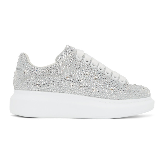 Alexander McQueen Silver and White Crystal Oversized Sneakers Alexander ...