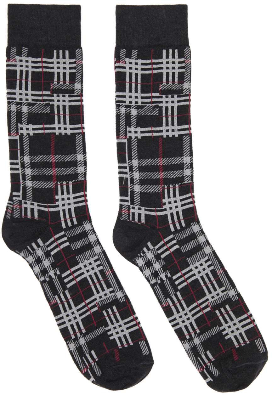 Burberry Grey Patchwork Check Socks Burberry