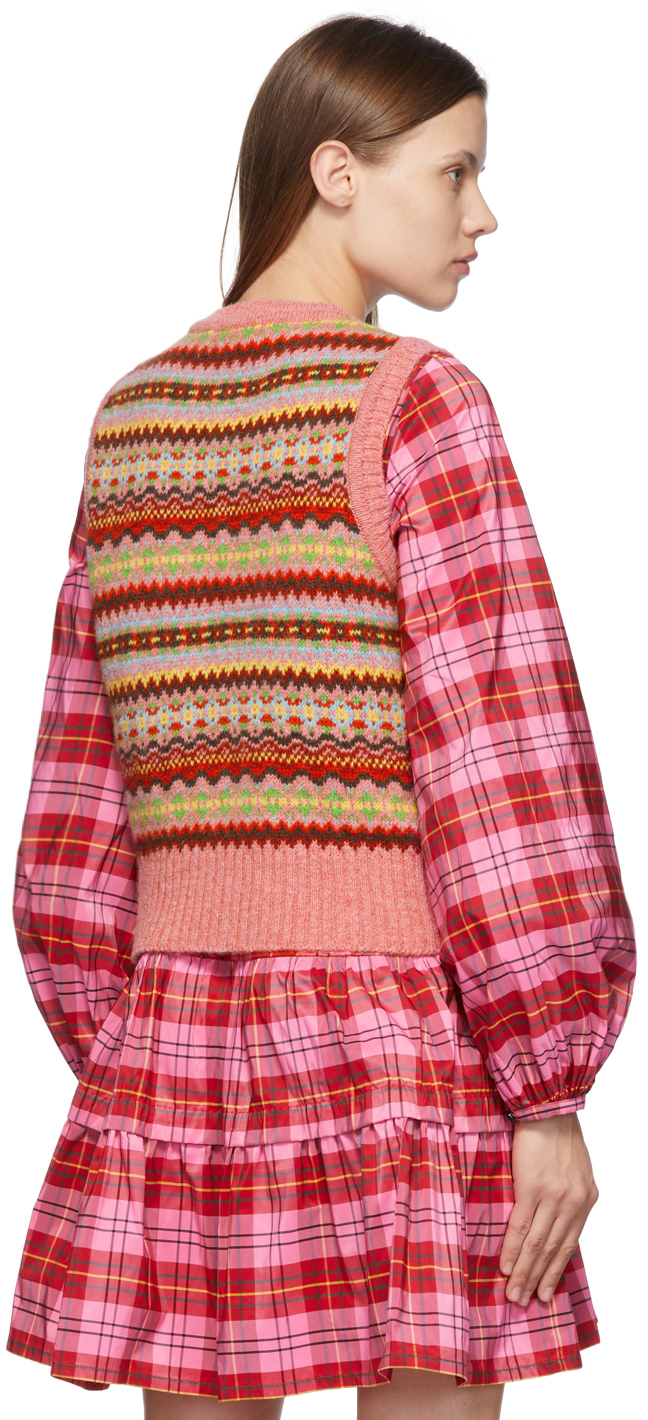 Molly Goddard Pink Fair Isle Bibi Vest Molly Goddard