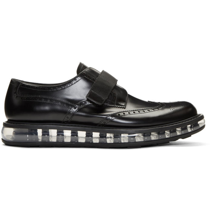 Prada Black Wingtip Strap Creeper Brogues Prada