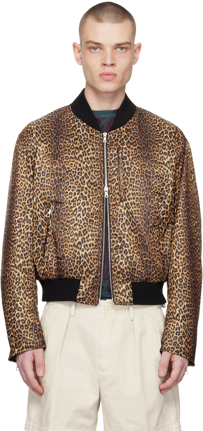 Dries Van Noten Beige Leopard Bomber Jacket Dries Van Noten