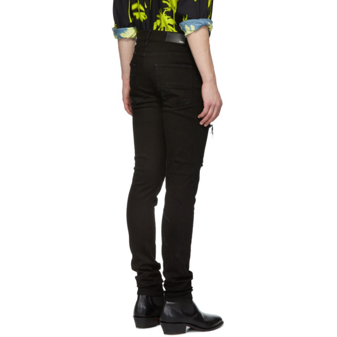 Amiri Black Sequin Zebra Jeans Amiri