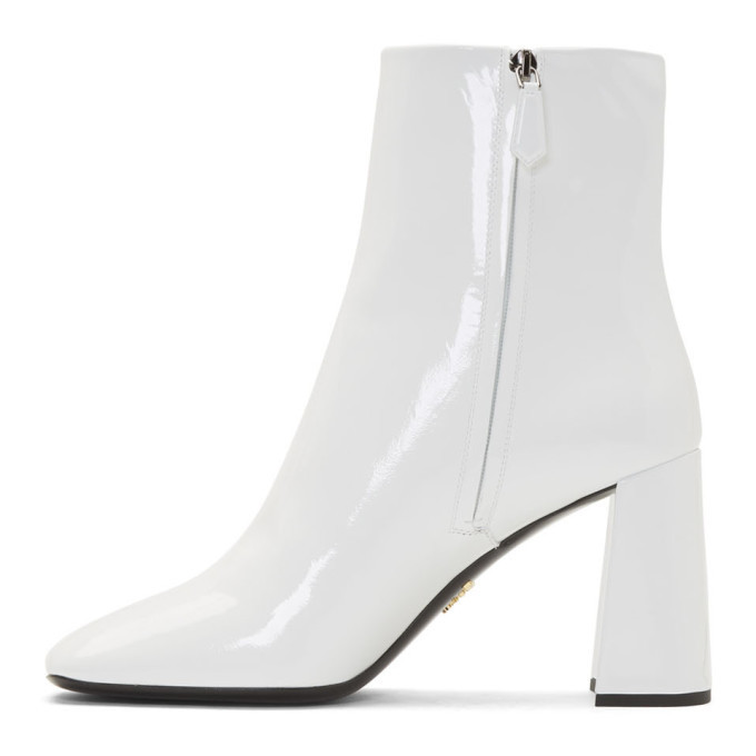 prada white patent leather boots