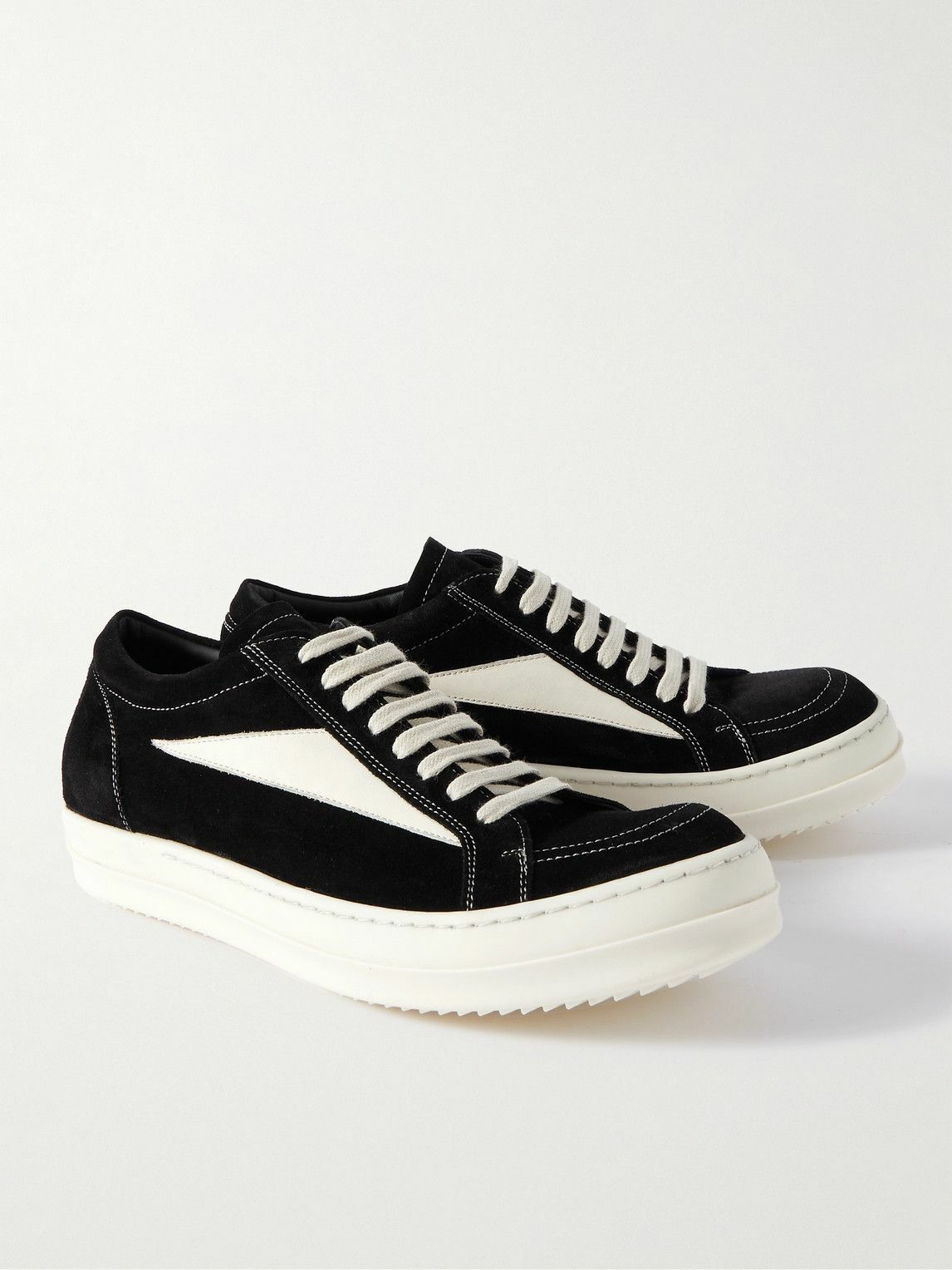 Rick Owens - Leather-Trimmed Suede Sneakers - Black