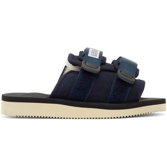 Suicoke Navy Suede and Shearling Moto-M 
