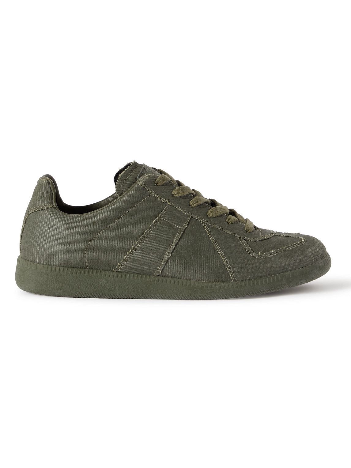 Maison Margiela - Replica Distressed Coated-Canvas Sneakers - Green ...