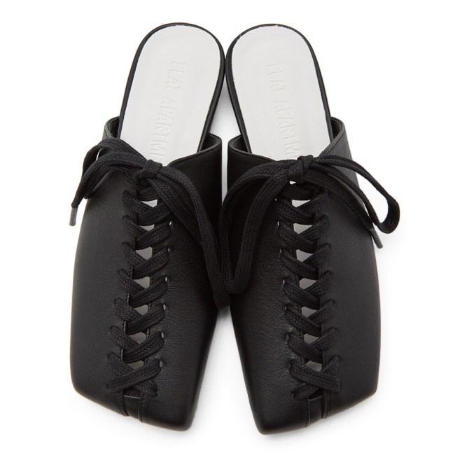 Flat Apartment Black Lace-Up Loafers