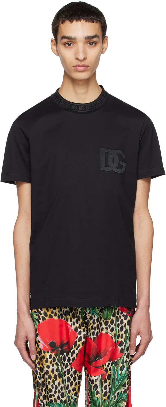 Dolce & Gabbana Black Floral Print Crewneck T-shirt main image 0