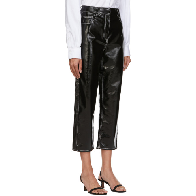 Tibi Black Faux-Leather Cropped 
