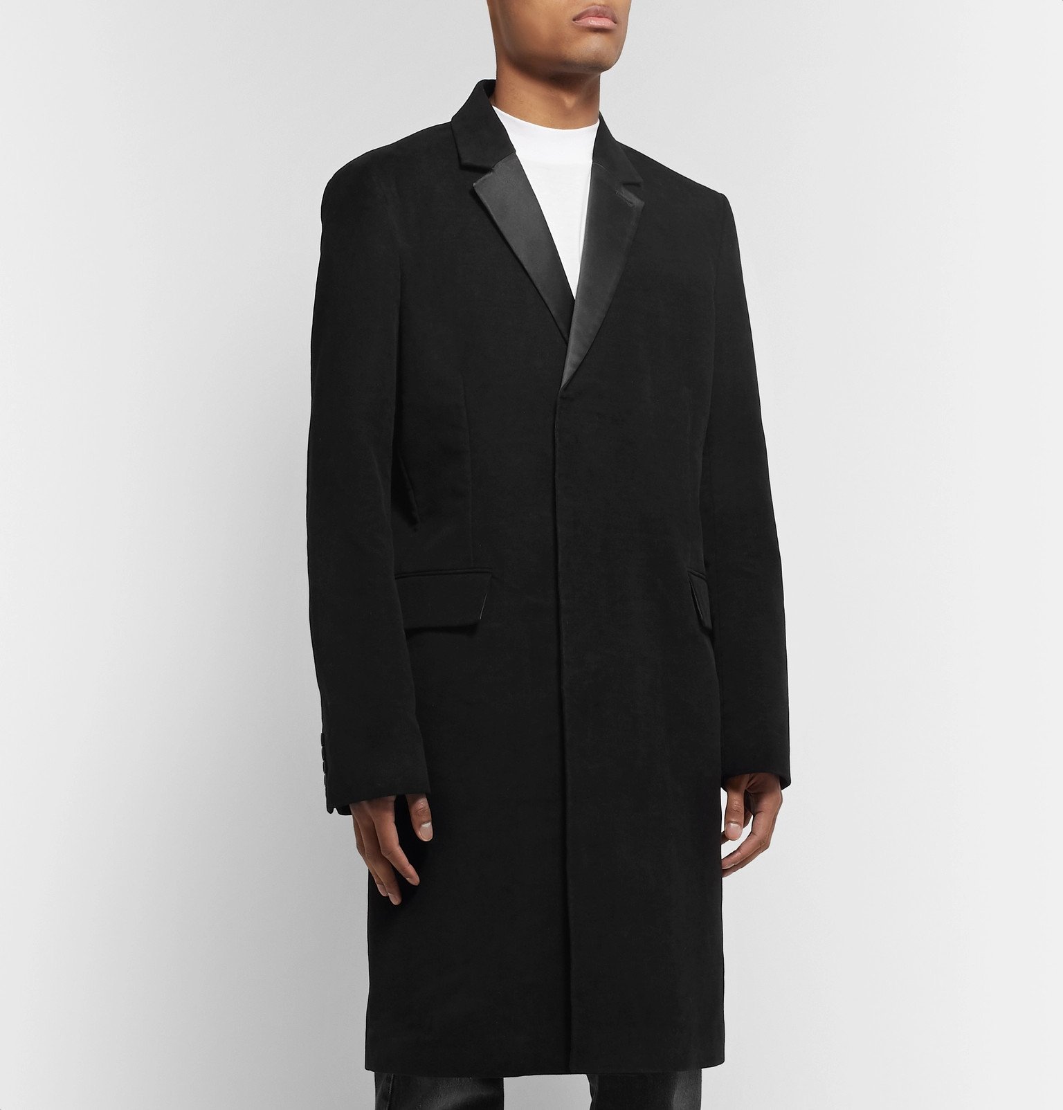 Helmut Lang - Silk-Trimmed Cotton-Moleskin Overcoat - Black Helmut Lang