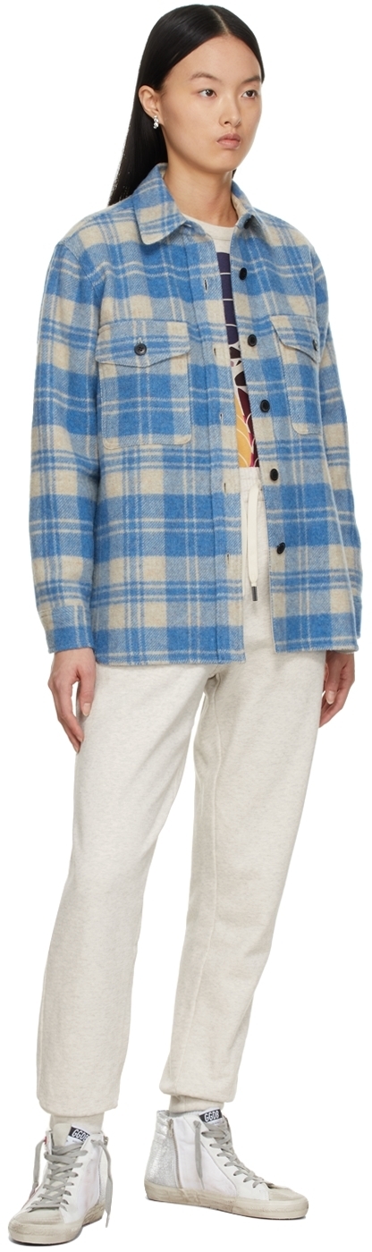 Isabel Marant Etoile Blue Wool Faxon Plaid Jacket